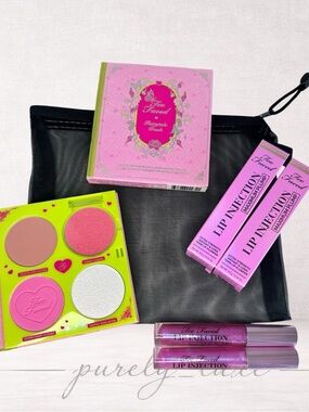 Beauty bundle- Too Faced Pink & Cheek Palette with Pink Lip Injection Glosses